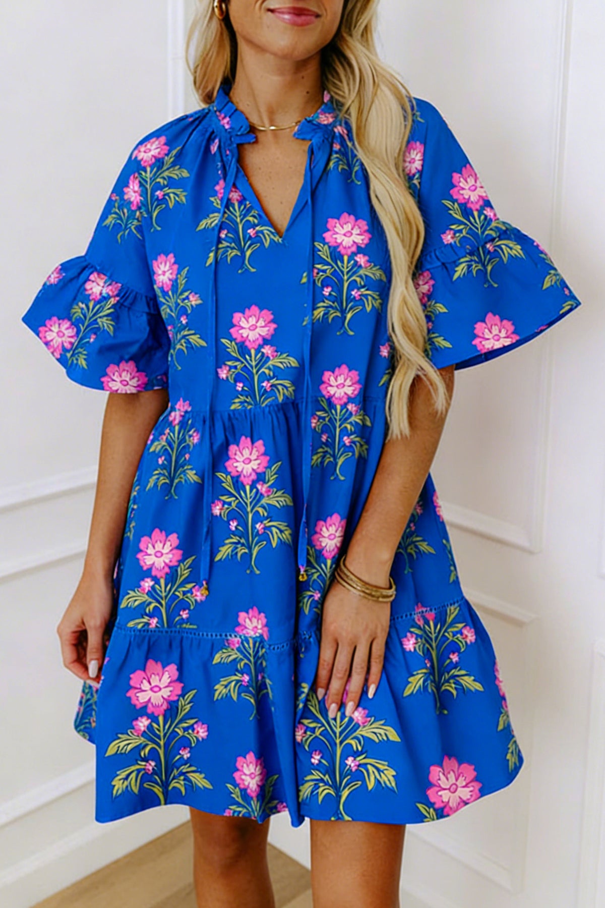 Short Sleeve Loose Flower Dress
