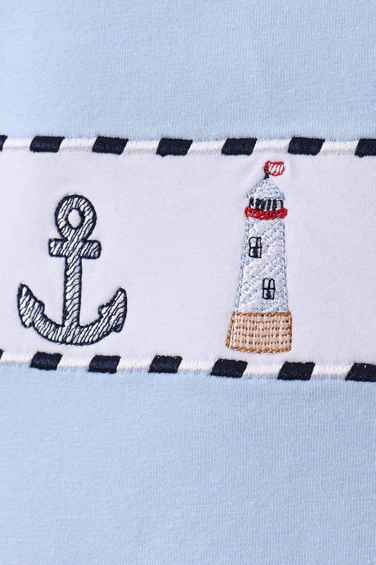 Sailboat Embroidered Shorts Set