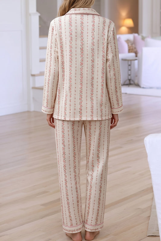Floral Print Shirt Pajama Pant Set