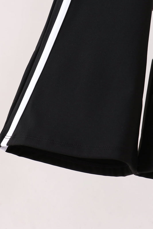 Black Flare Stripe Pants