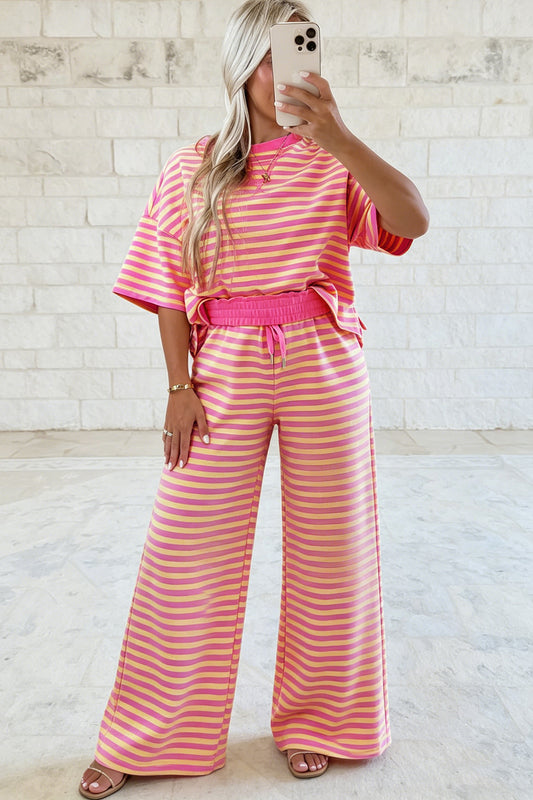 Loose Striped Tee w/ Pant Set