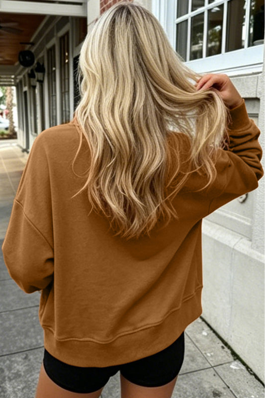 Embroidered Long Sleeve Pullover Sweatshirt