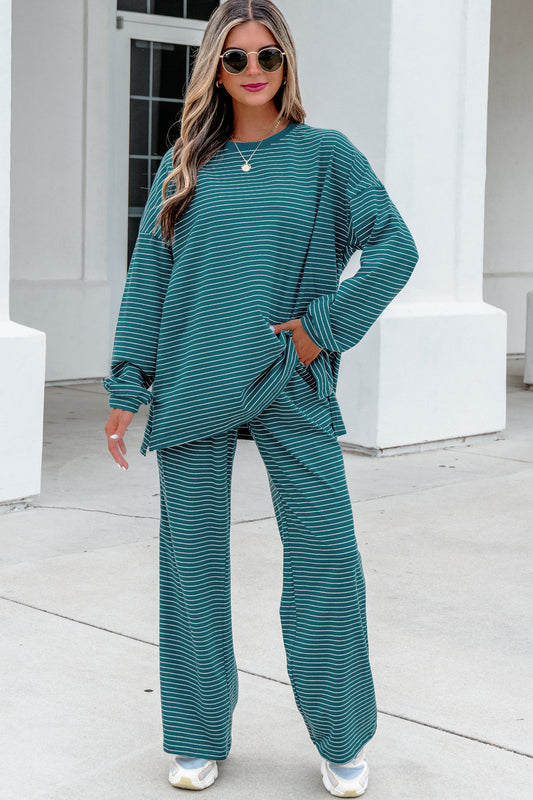 Stripe Long Sleeve Top w/ Pants Set