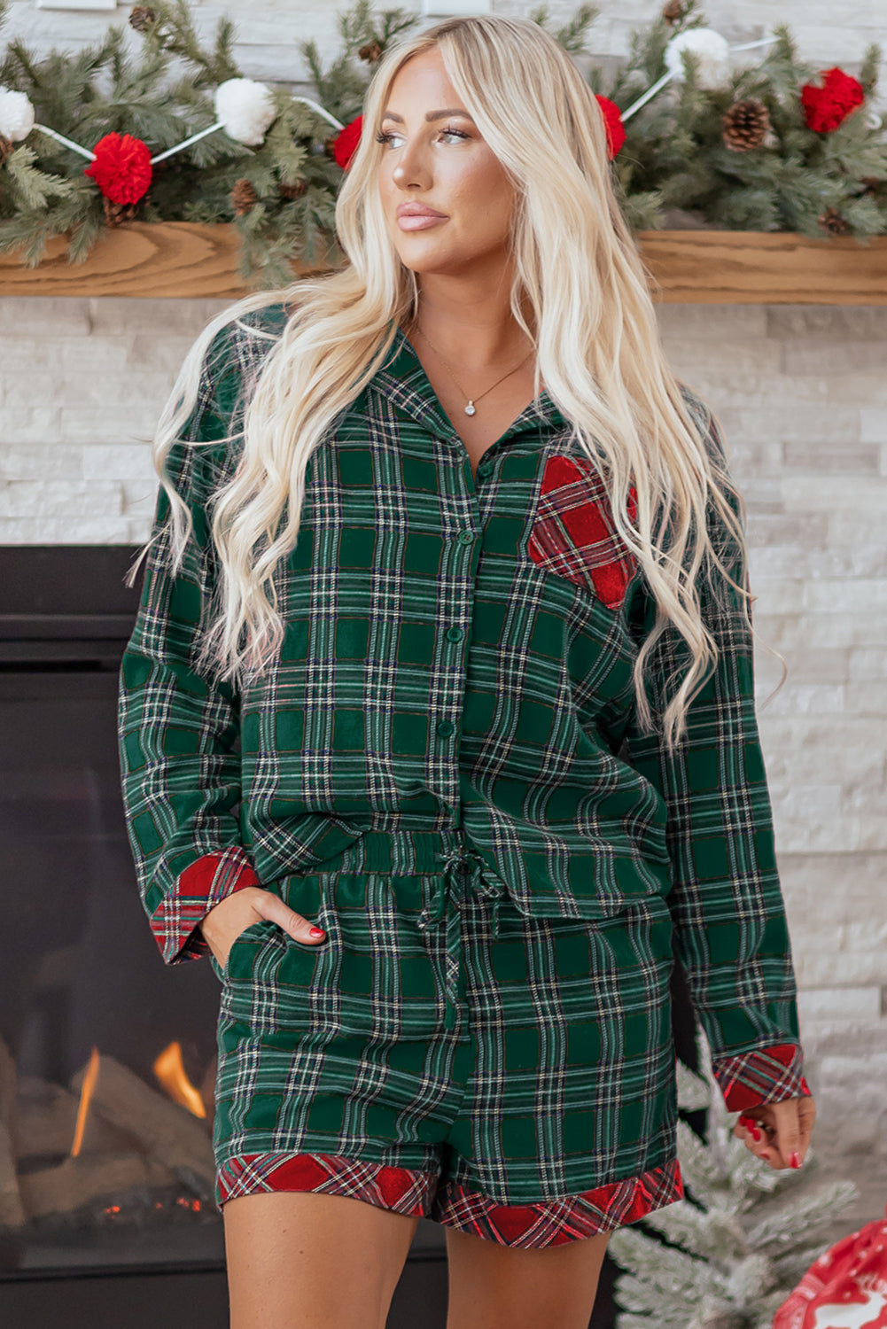 Plaid Christmas w/ Shorts Pajama Set