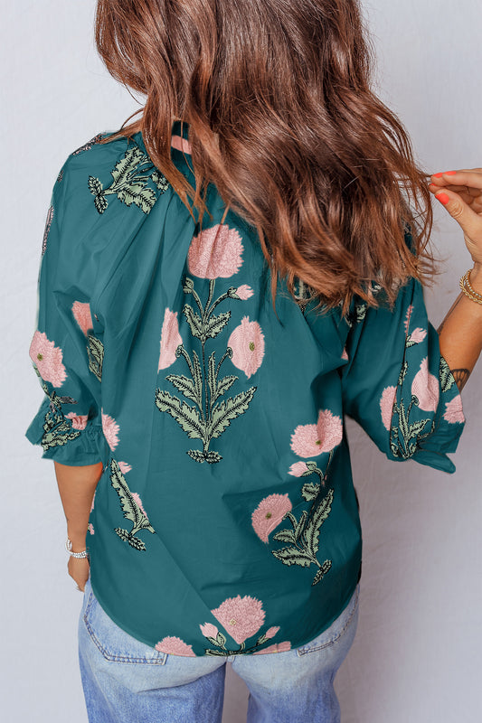 Wild Flower 3/4 Sleeve Blouse