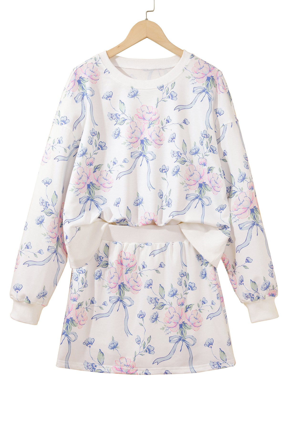 Floral Print Long Sleeve Top w/Skort Set