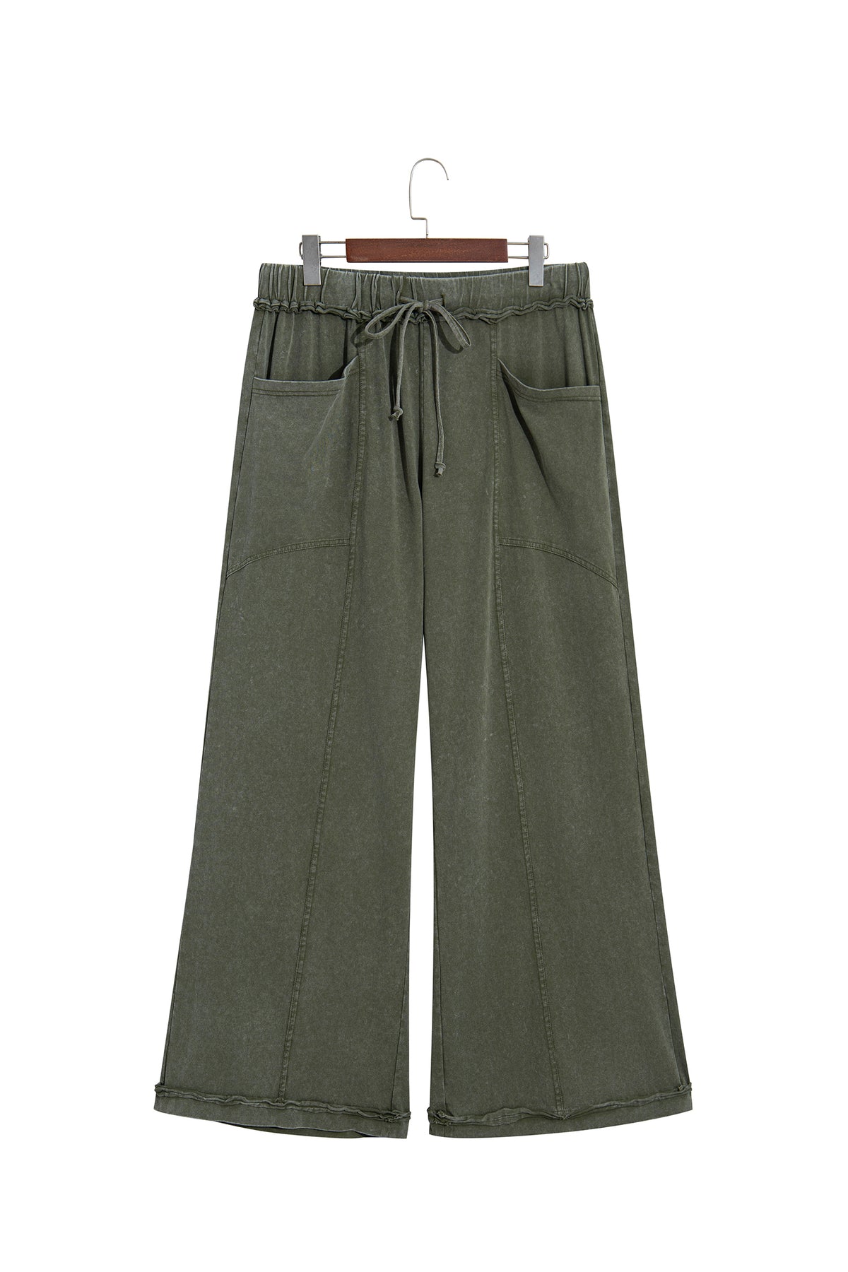 Jungle Green Flare Drawstring Pants