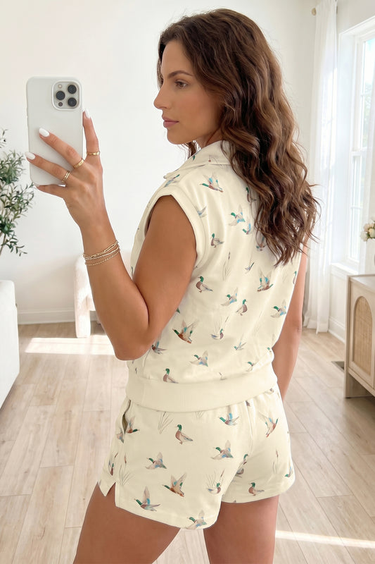 Mallard Printed Tee Drawstring Short Set