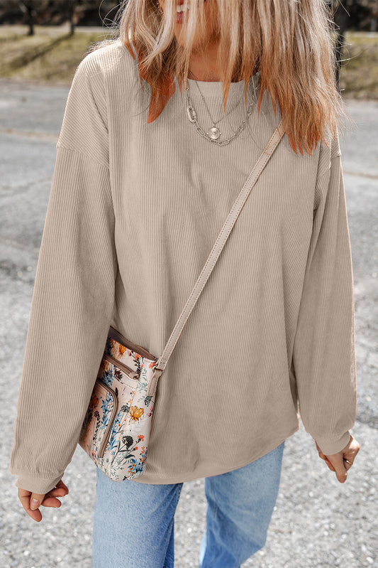 Smoke Gray Corduroy Oversized Sweatshirt