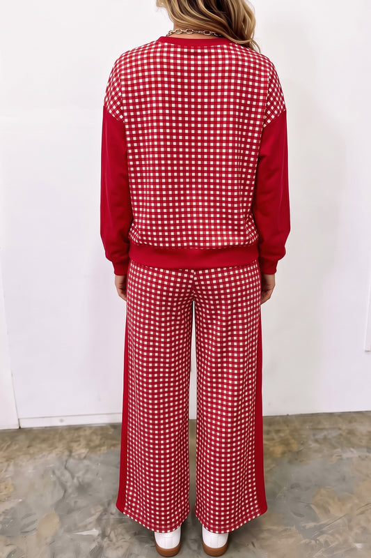 Plaid Long Sleeve Pullover & Pant Set