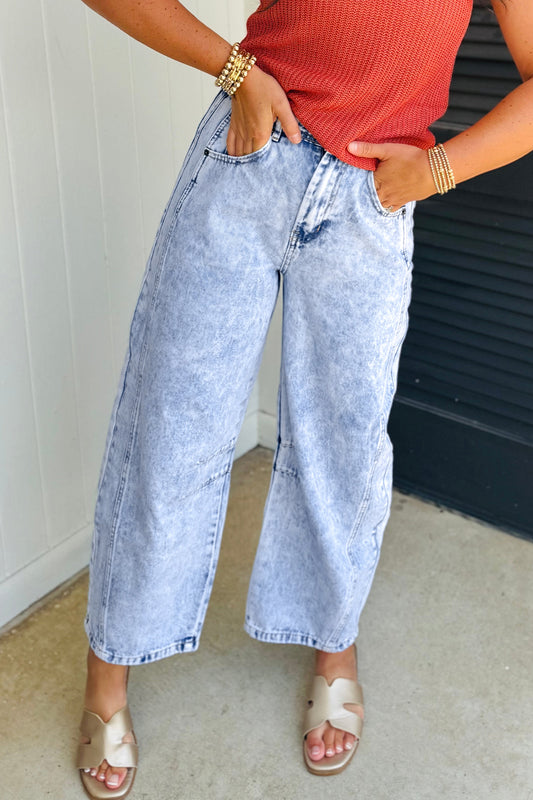 Beau Blue Light Washed Barrel Jeans