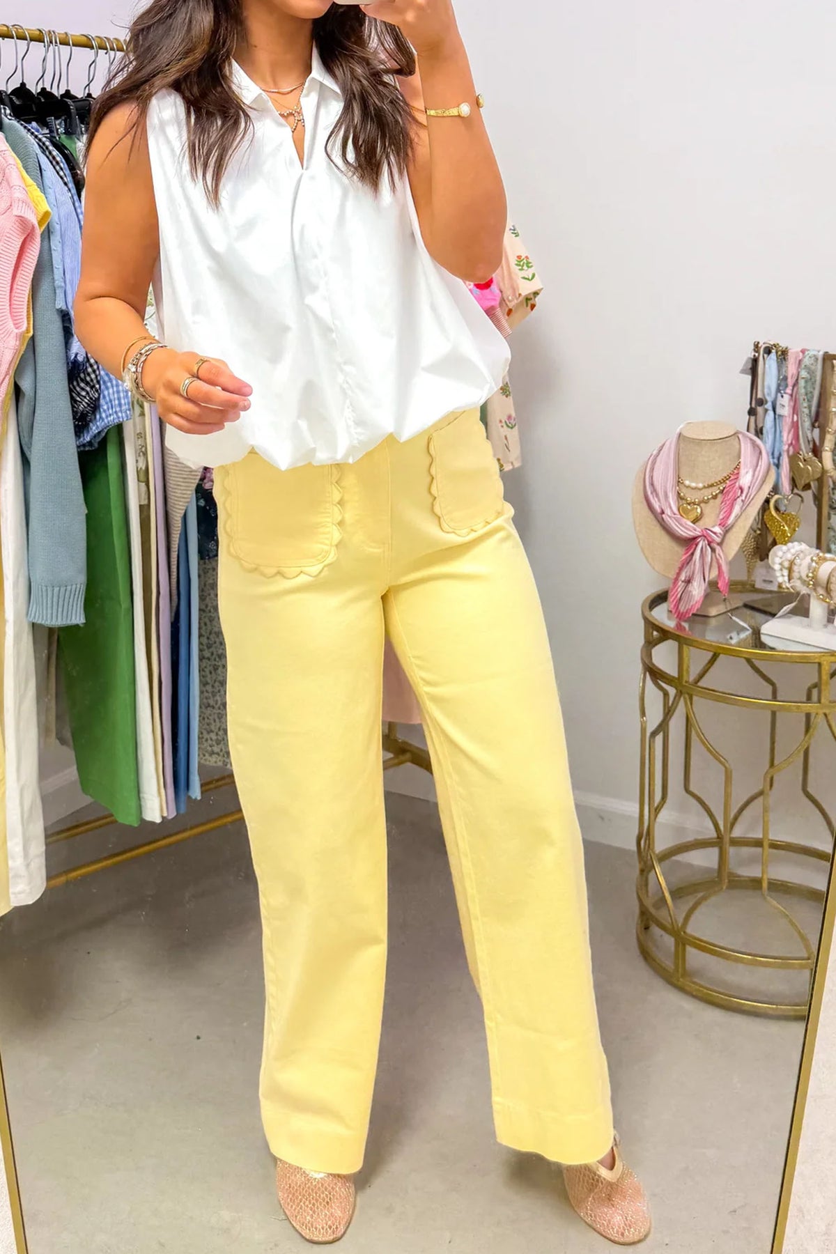 Scalloped Pocket Shift Jeans