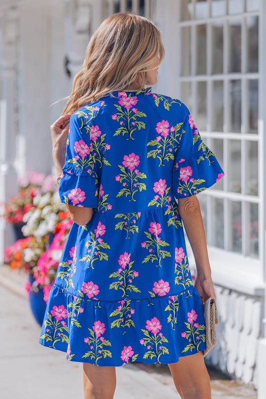 Short Sleeve Loose Flower Dress