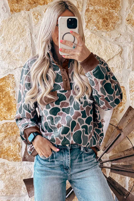 Camouflage Button Pullover