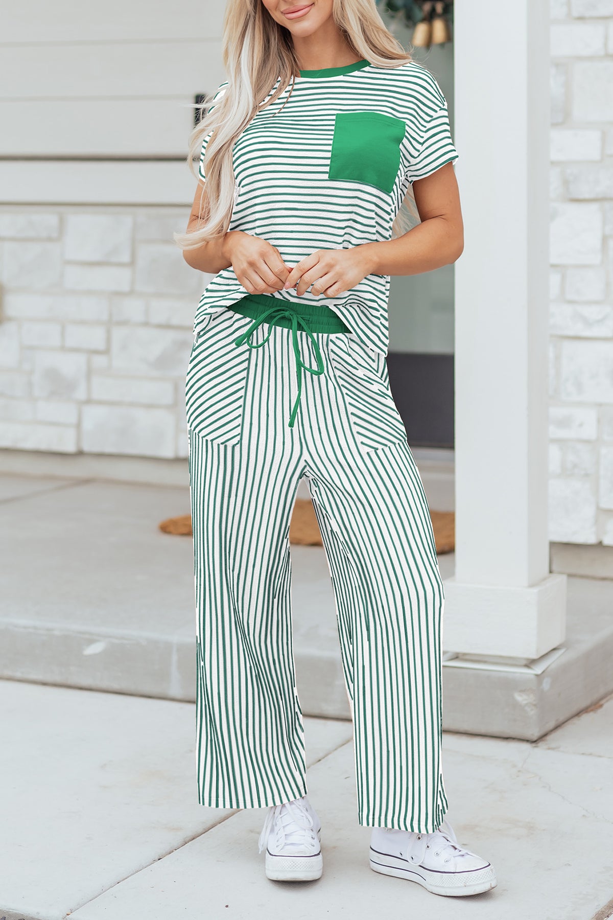 Stripe Shirt w/Cropped Pants Set
