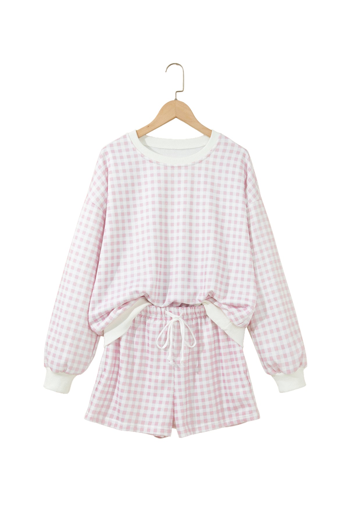 Plaid Baggy Pullover w/Shorts Set