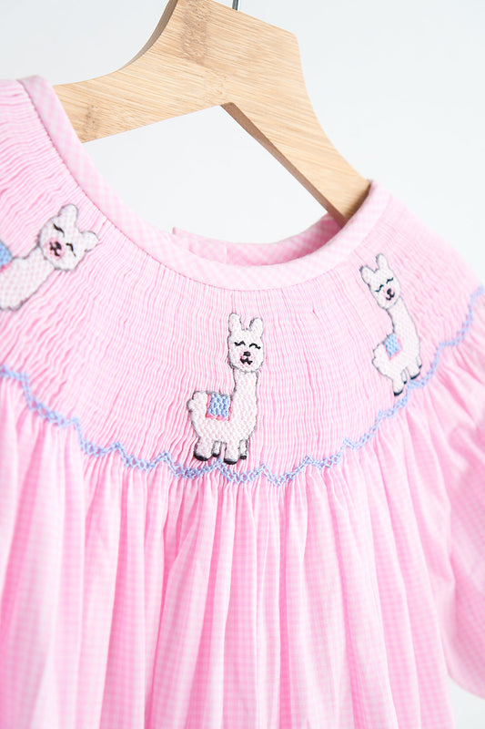 Pink Alpaca Smocked Dress