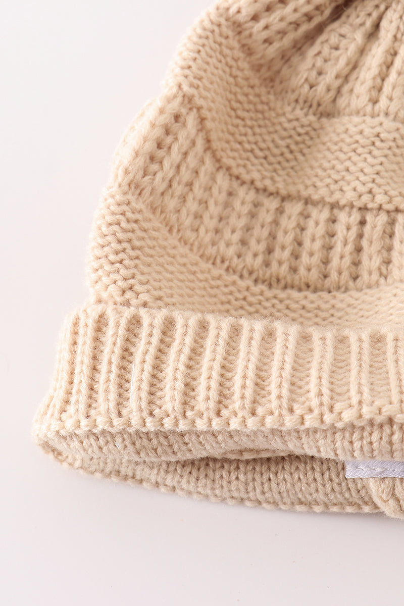 Beige PomPom Beanie