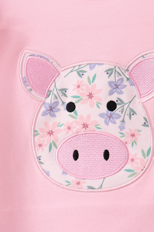 Pink Piggy Ruffle Pants Set