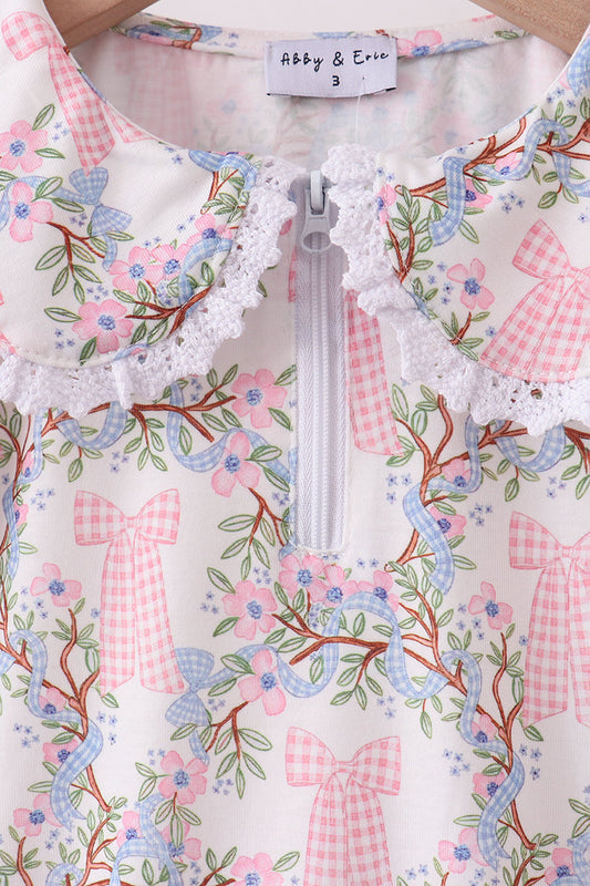 Blue Bow Skorts Set