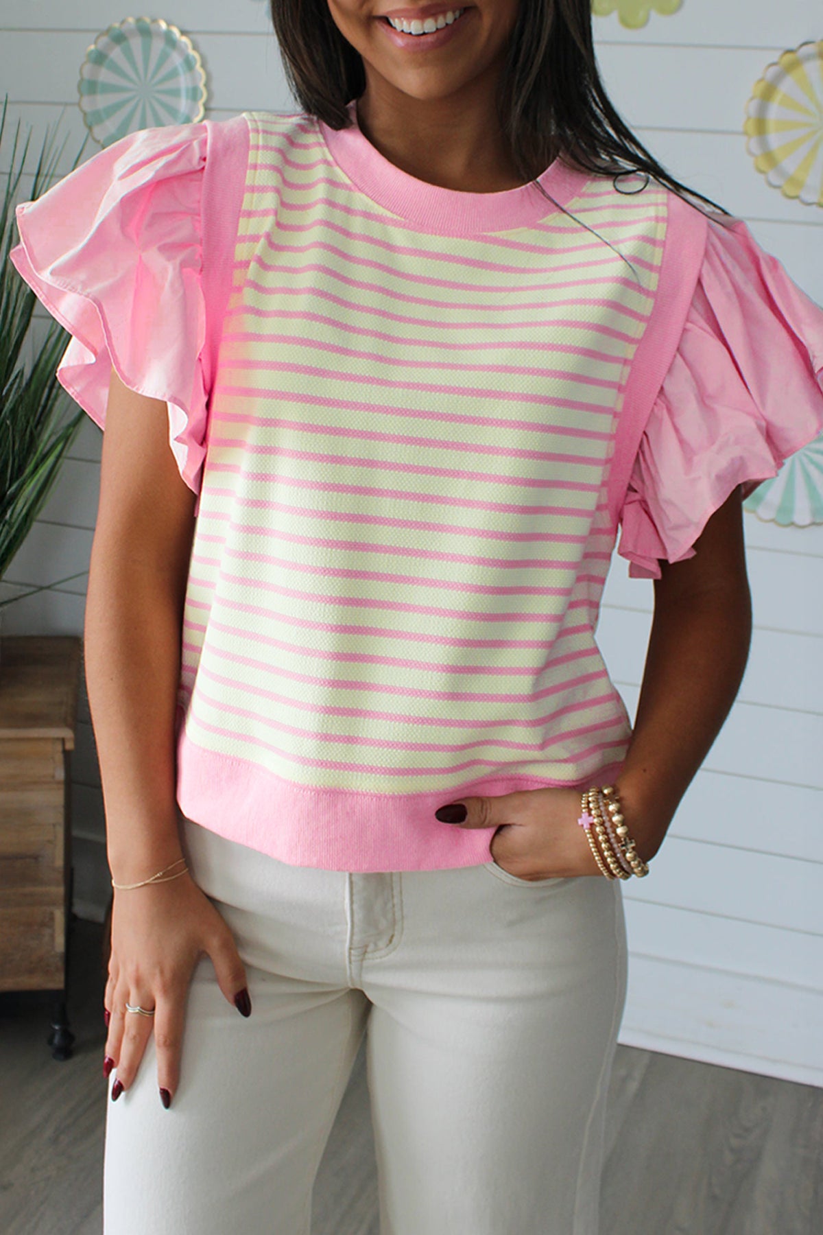 Ruffled Short Sleeve Blouse