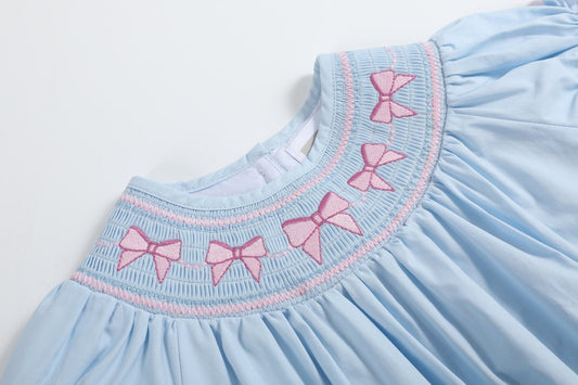 Pink Bow Smocked Romper