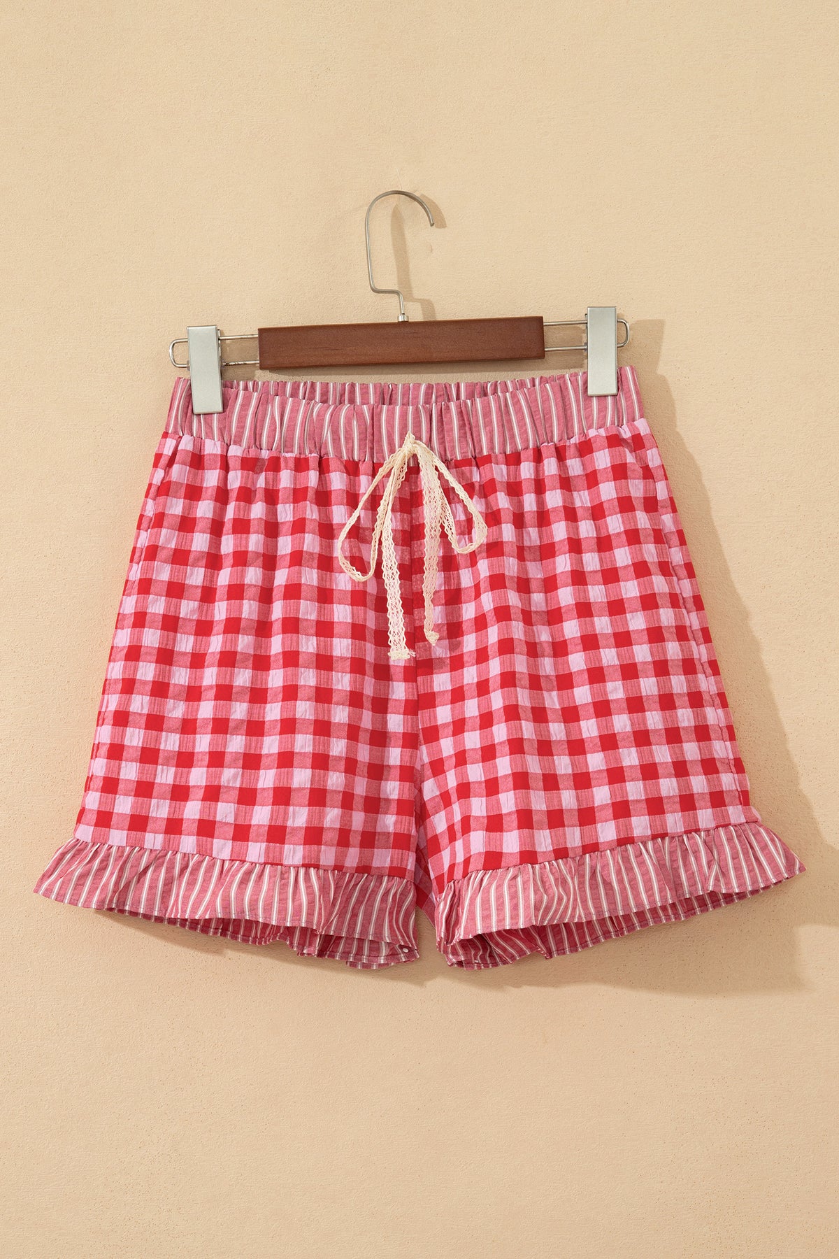 Gingham Ruffle Striped Shorts