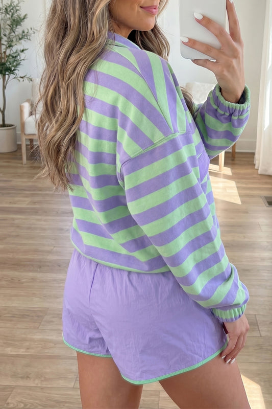 Stripe Long Sleeve Top and Shorts Set