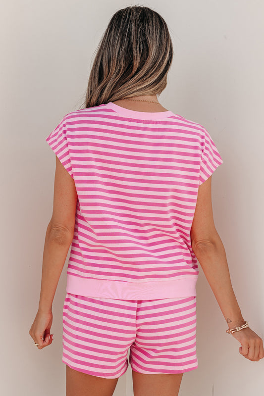 Pink Stripe Tee w/Shorts Outfit