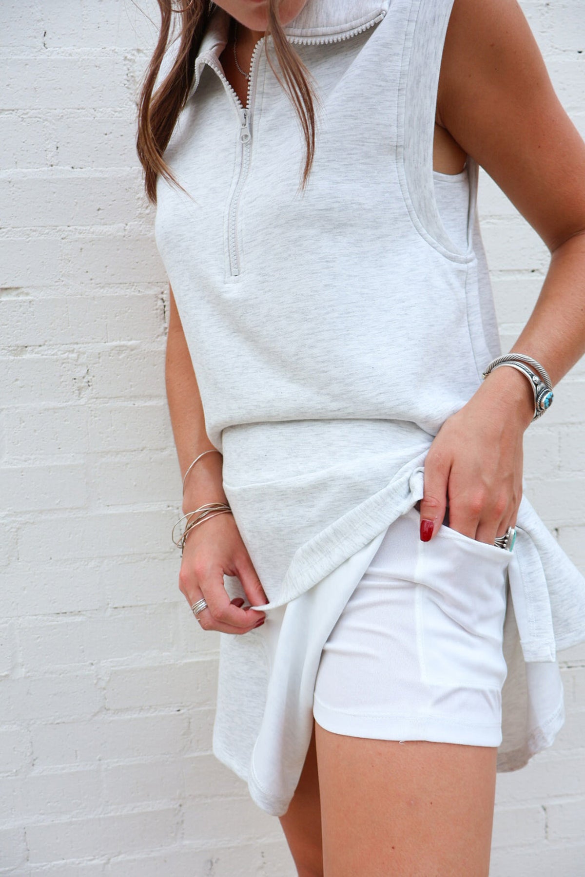 Sleeveless Zipper Tank and Skort Set