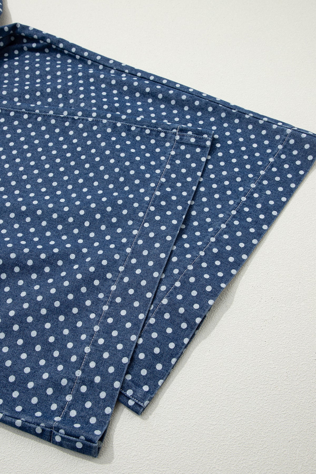 Polka Dot Button Pleated Wide Leg Jeans