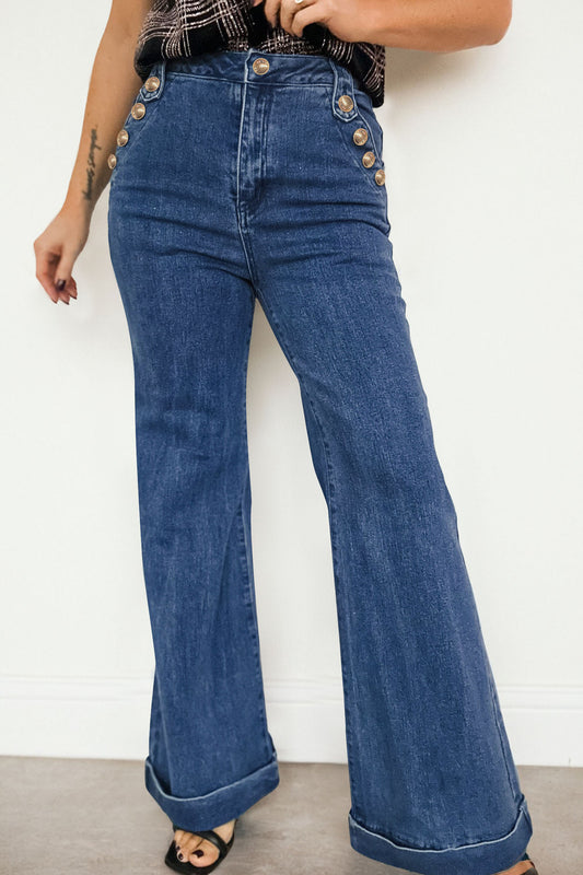 Ashleigh Rolled Edge Flare Leg Jeans
