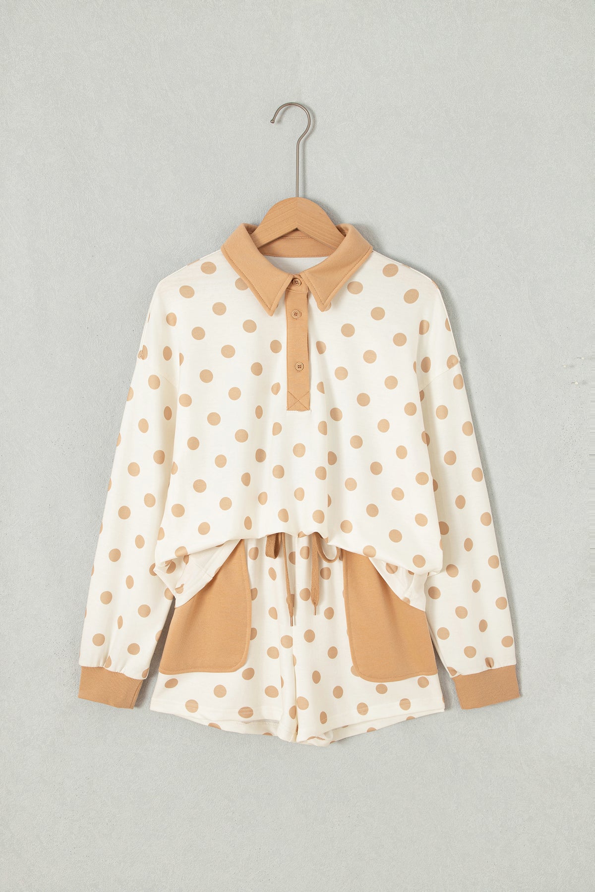 Polka Dot Loose Pullover Shorts Set