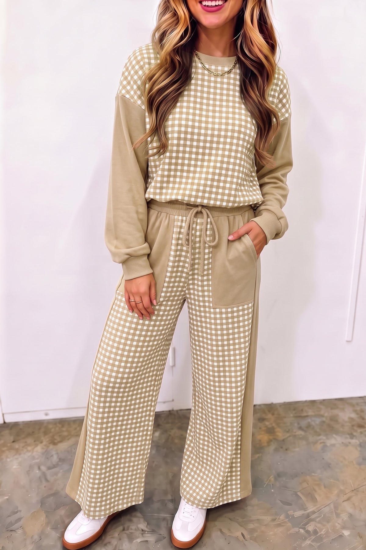 Plaid Long Sleeve Pullover & Pant Set