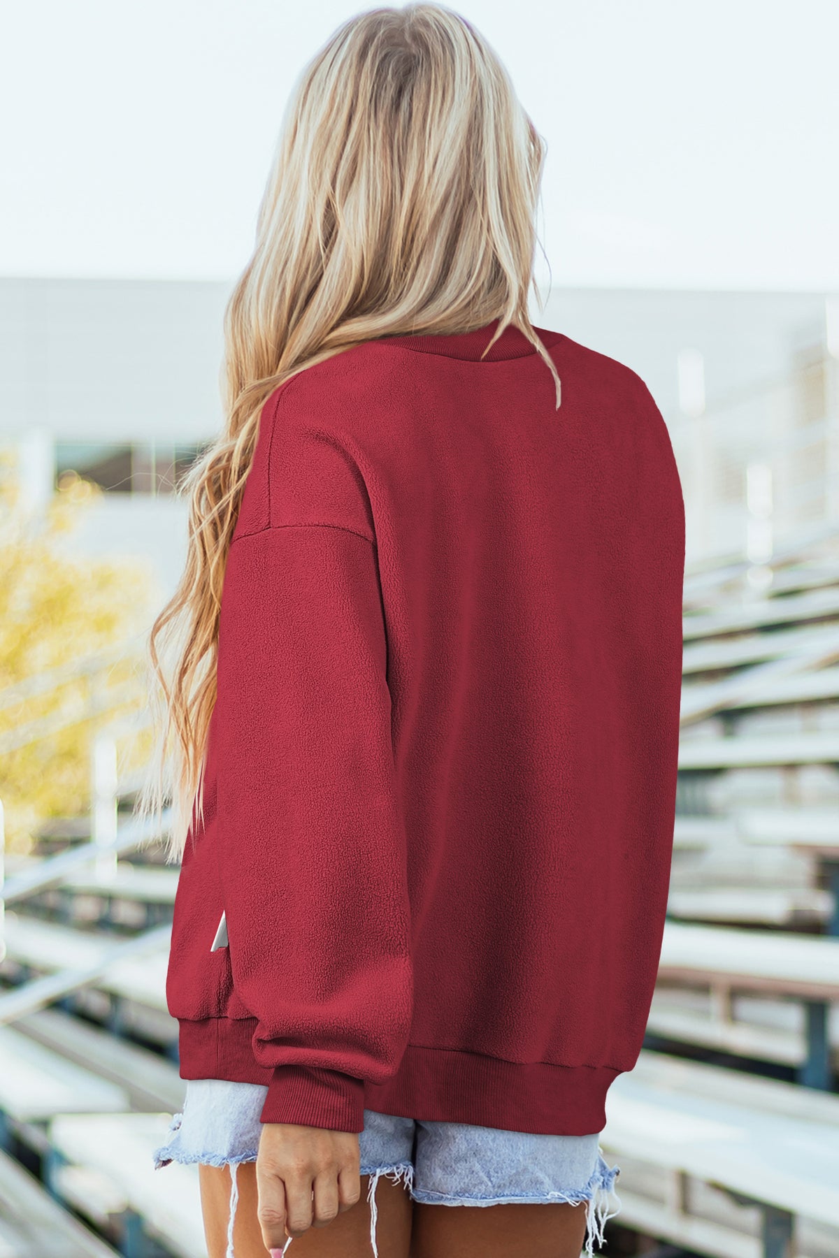 Oversize Reversible Mock Neck Sweatshirt