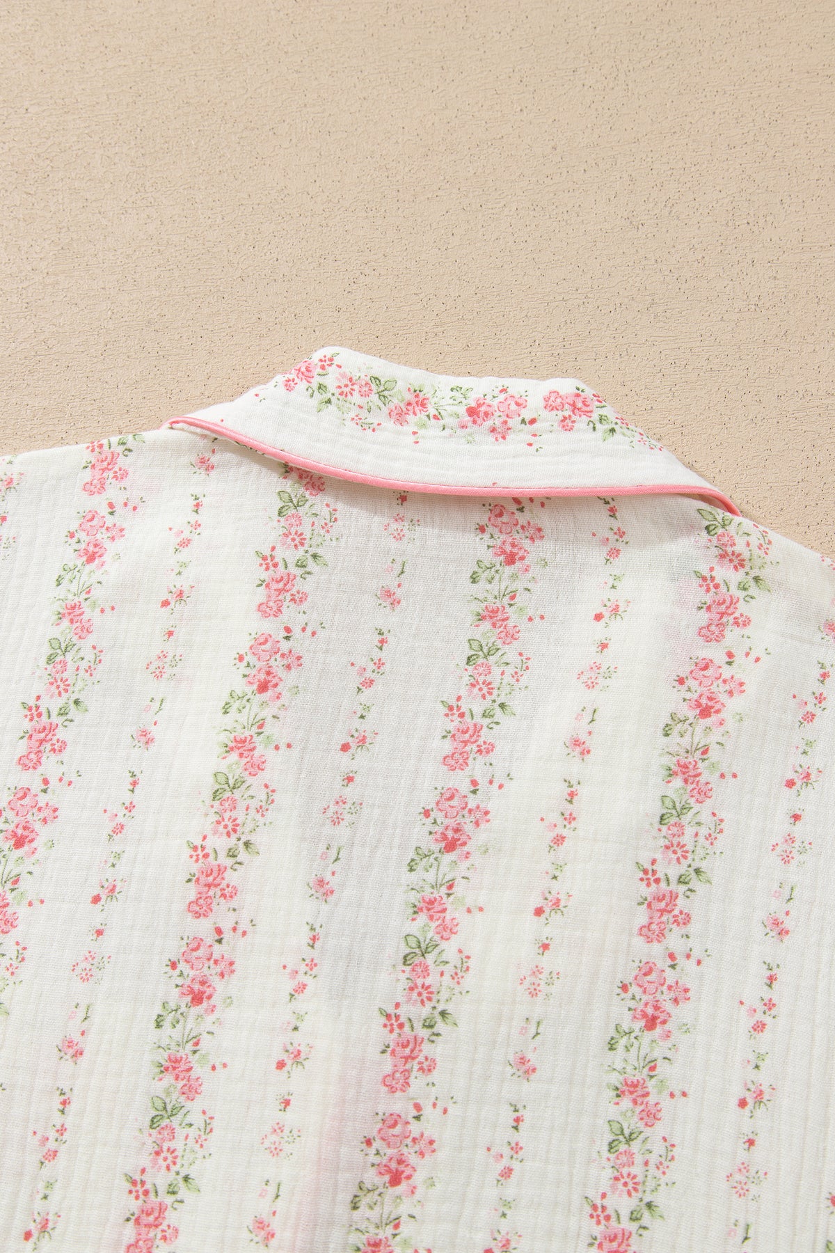 Floral Print Shirt Pajama Pant Set