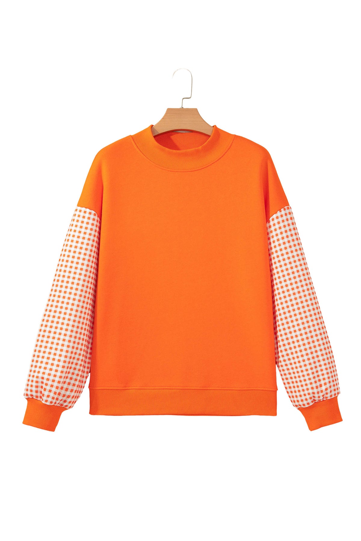 Plaid Sleeve Loose Tunic Sweatshirt