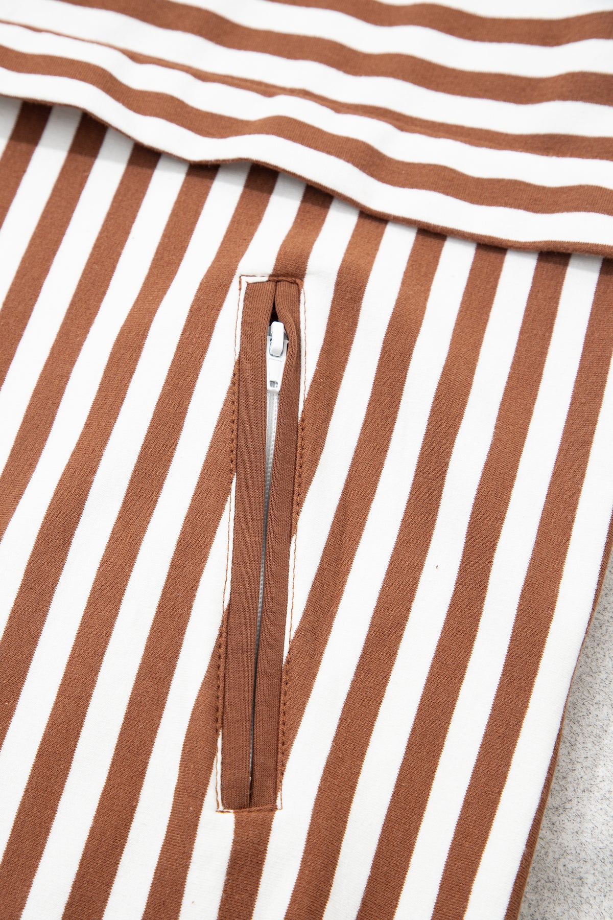 Stripe Quarter Zip Pullover w/Shorts Set