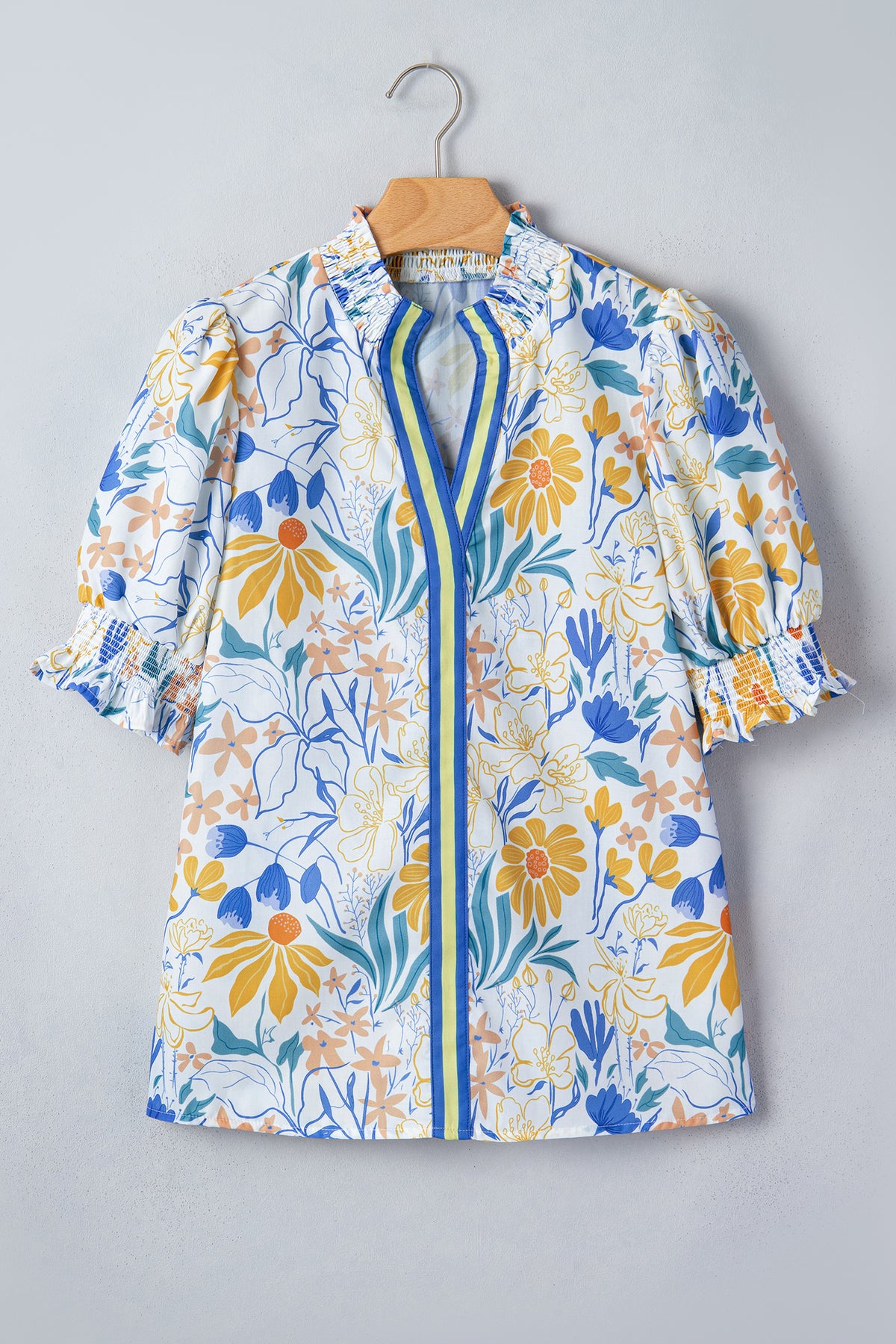 Floral Print Puff Sleeve Blouse
