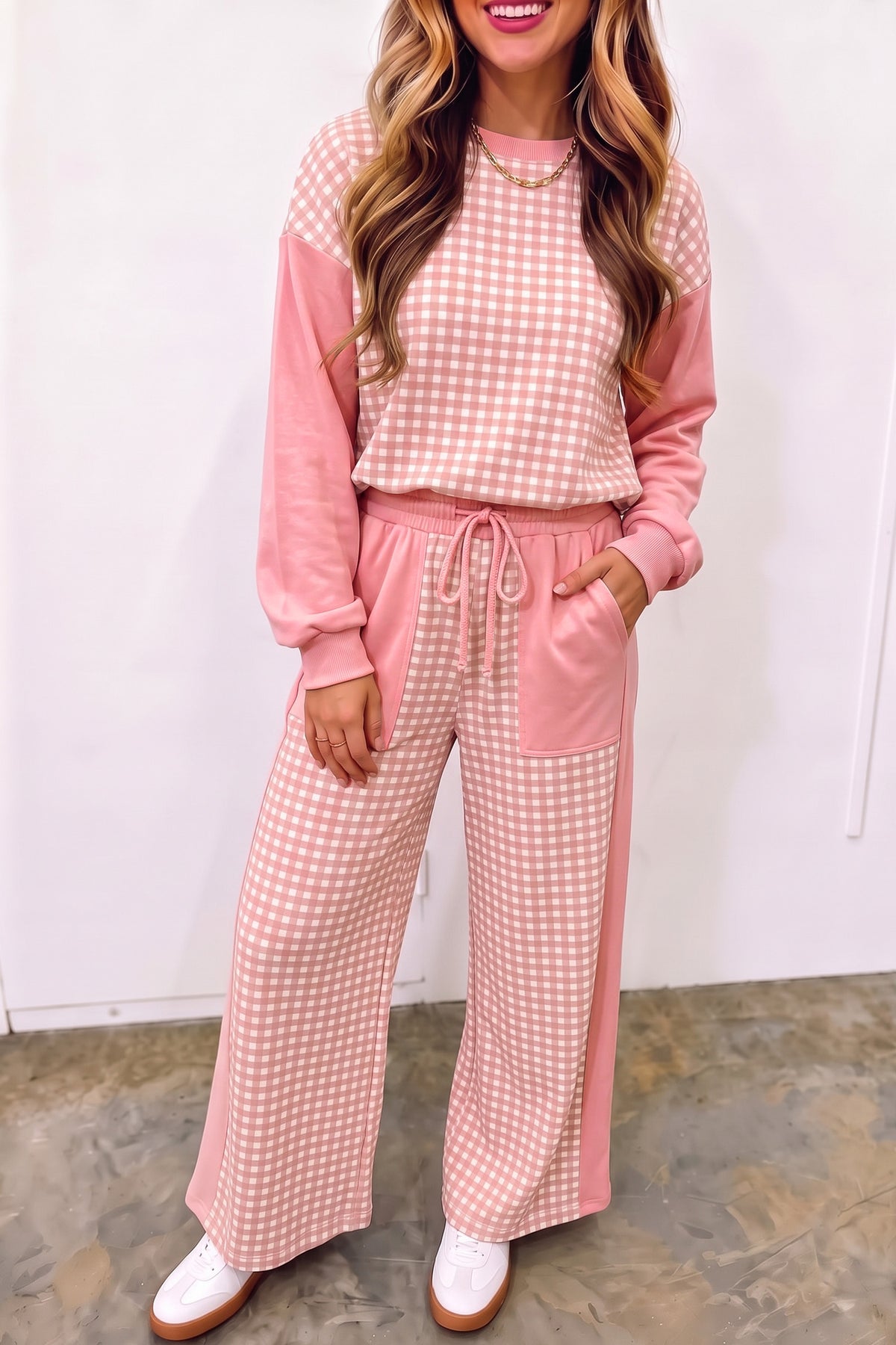 Plaid Long Sleeve Pullover & Pant Set