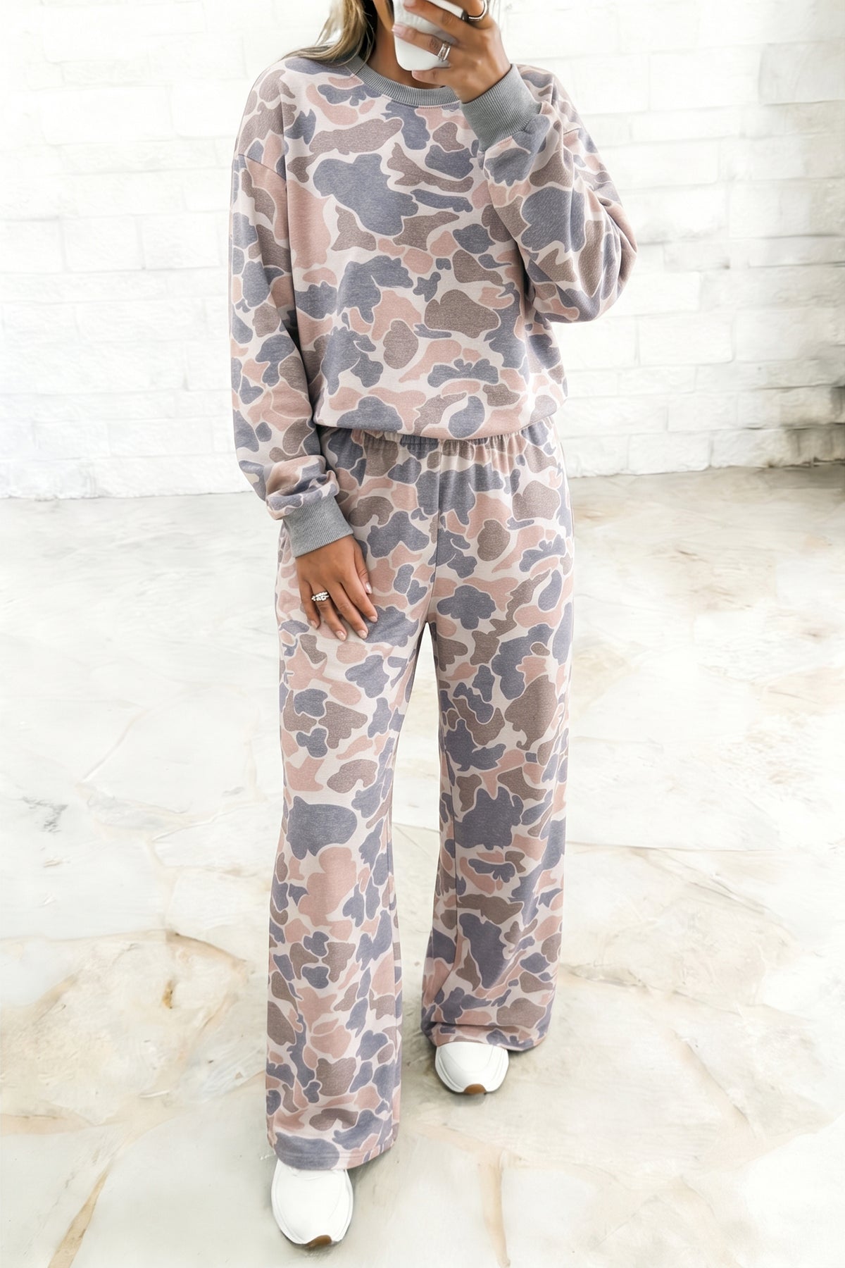 Camo Print Long Sleeve w/ Pants Set
