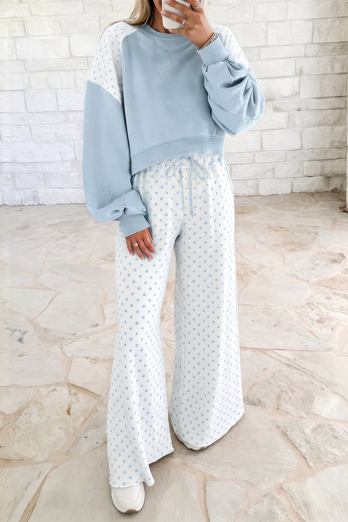 Polka Dot Long Sleeve Pants Set