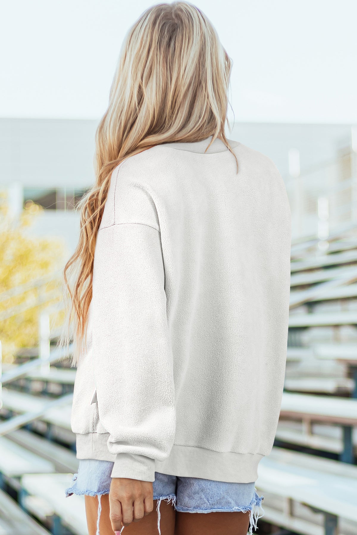 Oversize Reversible Mock Neck Sweatshirt