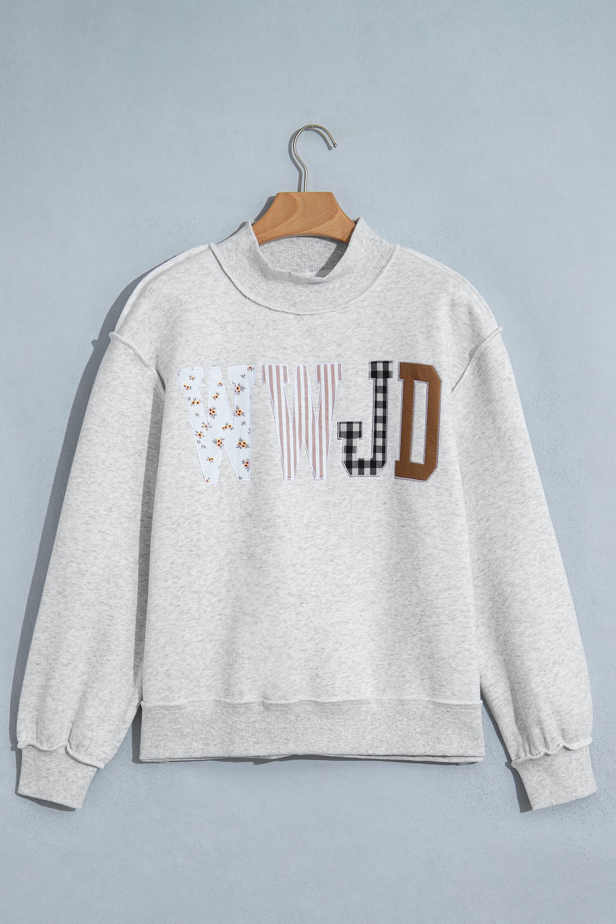 WWJD Embroidered Mock Neck Sweatshirt