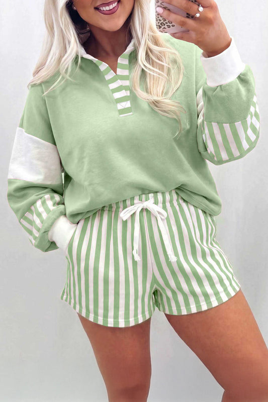 Pullover Top w/ Drawstring Shorts Set