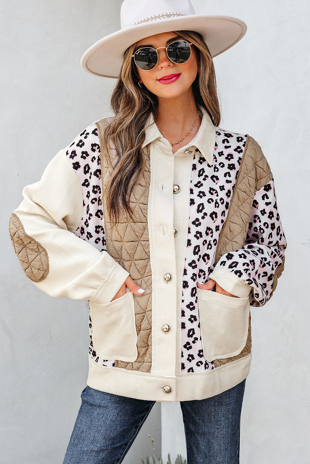 Leopard Waffle Quilted Jacket
