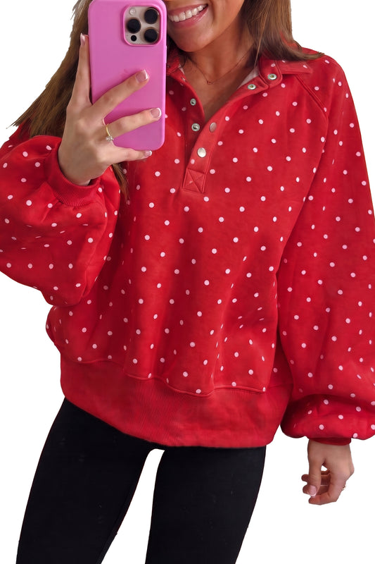 Polka Dot Casual Pullover Sweatshirt