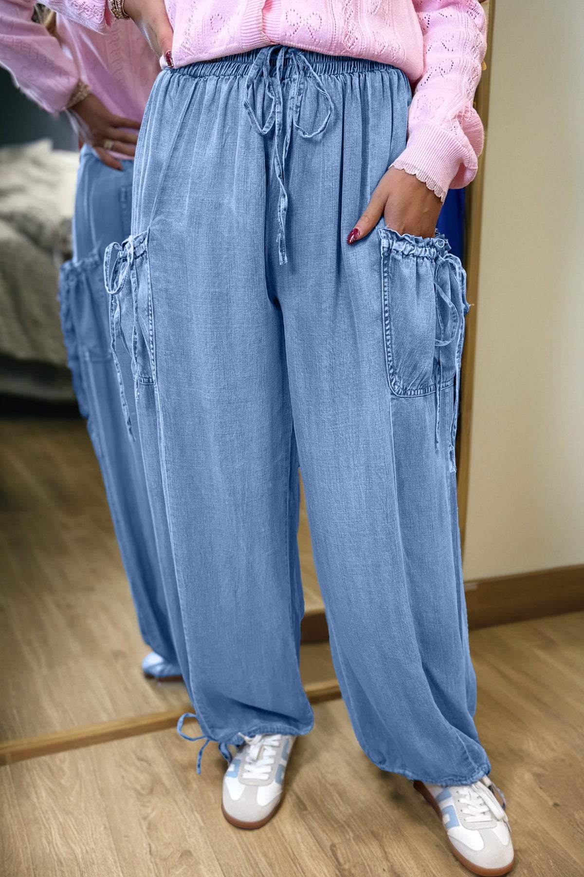 Pocketed Loose Denim Pants