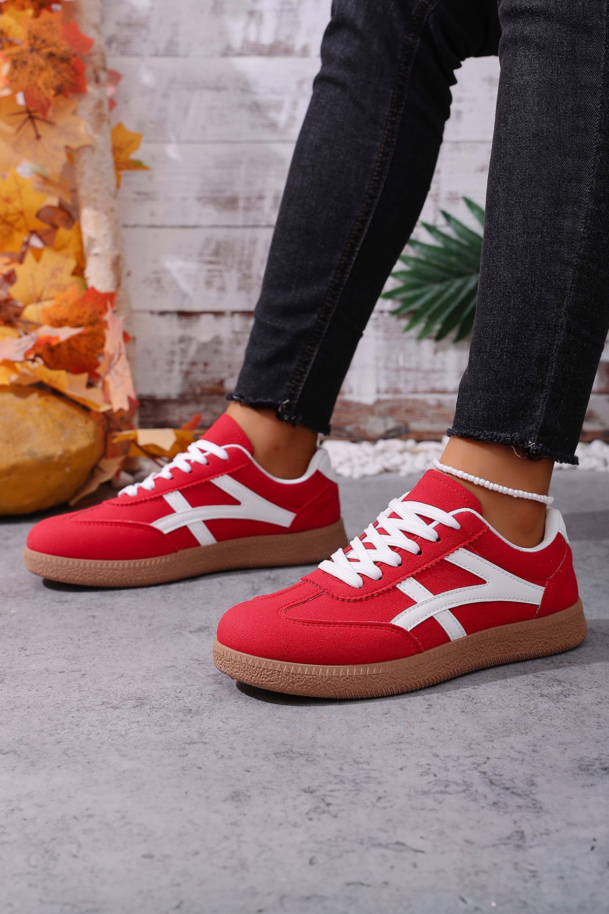 Faux Suede Flat Sneakers