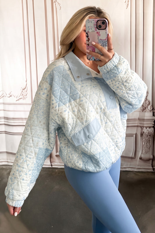 Floral Quilted Pullover Sweatshirt